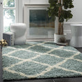 SAFAVIEH Dallas Shag Collection Area Rug - 6' x 9', Seafoam & Ivory, Trellis Design, Non-Shedding & Easy Care, 1.5-inch Thick Ideal for High Traffic Areas in Living Room, Bedroom (SGD257C)