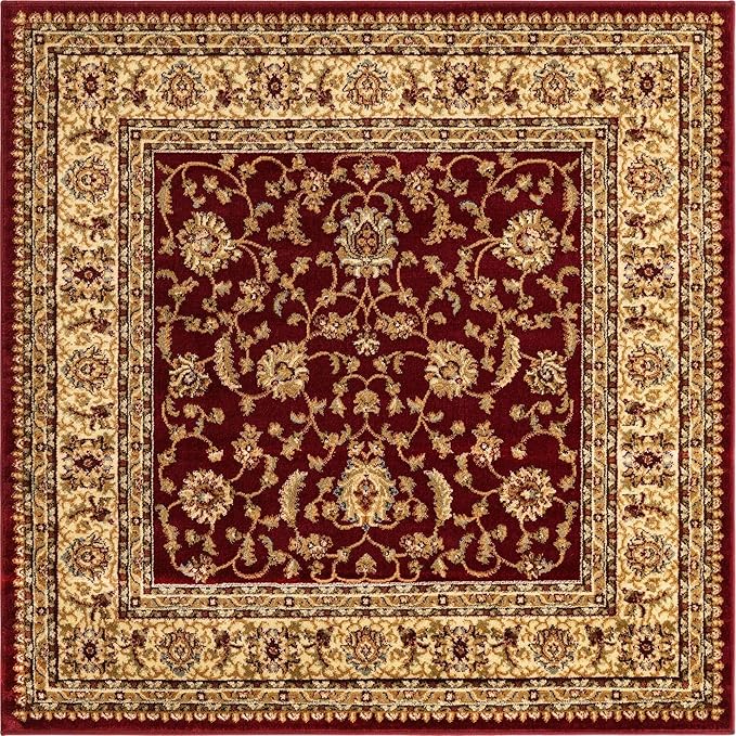 Unique Loom Voyage Collection Traditional Oriental Classic Intricate Design Area Rug (5' 0 x 5' 0 Square, Red/Gold)
