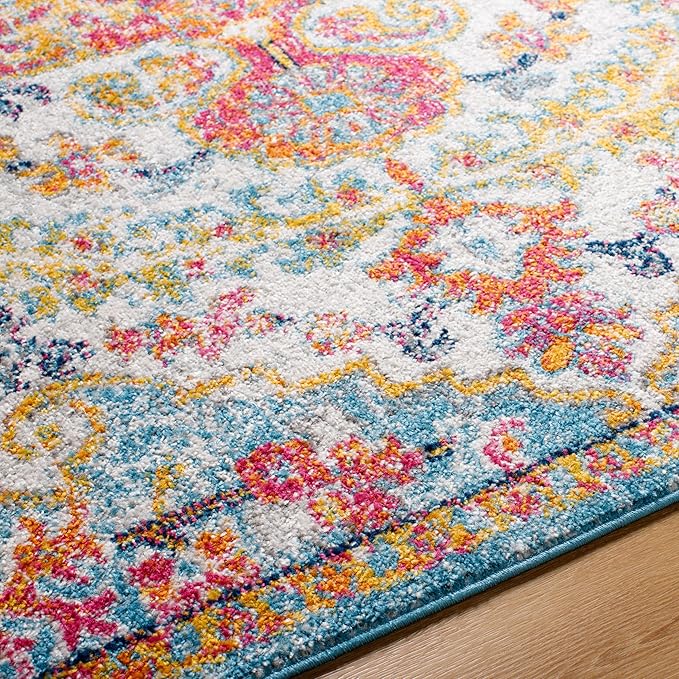 Livabliss Odelia Vintage Bohemian Area Rug,5'3" x 7'3",Orange/Aqua