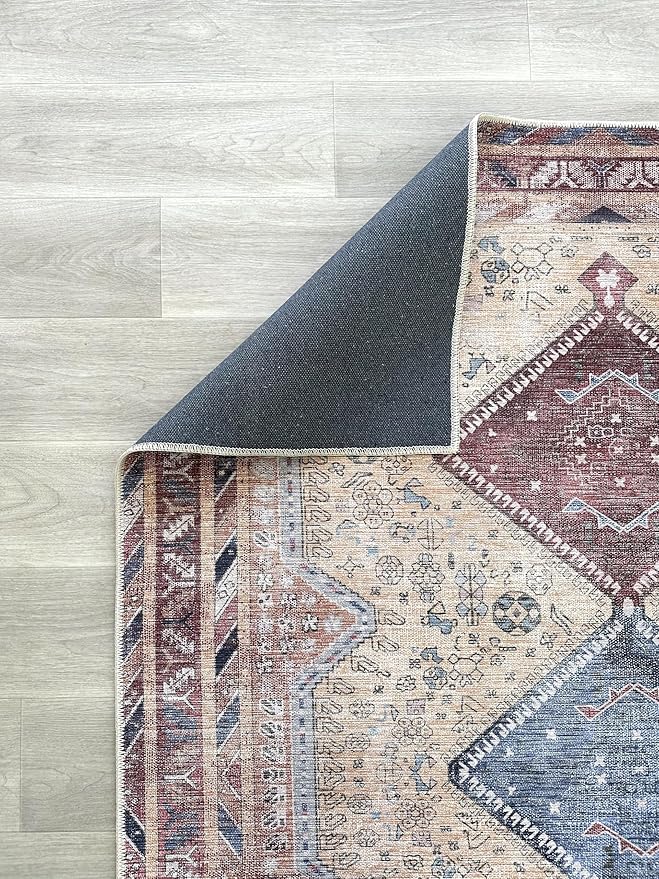 Fame Living Washable Area Rug. Modern Farmhouse. Vintage. Turkish. Bohemian. Distressed. Oriental. Traditional. Rugs for Living Room. Dining. Bedroom. Office. Entryway. Foyer. (863TT, 5'9 x 8'9)
