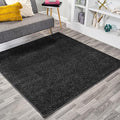 Eyely UES100I-9SQ Supersoft Haze Solid Low-Pile Indoor Area Rug, Coastal, Bohemian, Minimalist, Classic, Casual for Bedroom,Kitchen,Living Room,Non Shedding,Easy-Washing, Black, 9' Square