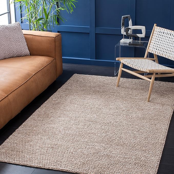 SAFAVIEH Area Rug 3x5 - Natura Collection - Brown, Handmade Wool Blend, Textured Design, Ideal for Living Room, Bedroom, Dining Space (NAT620T)