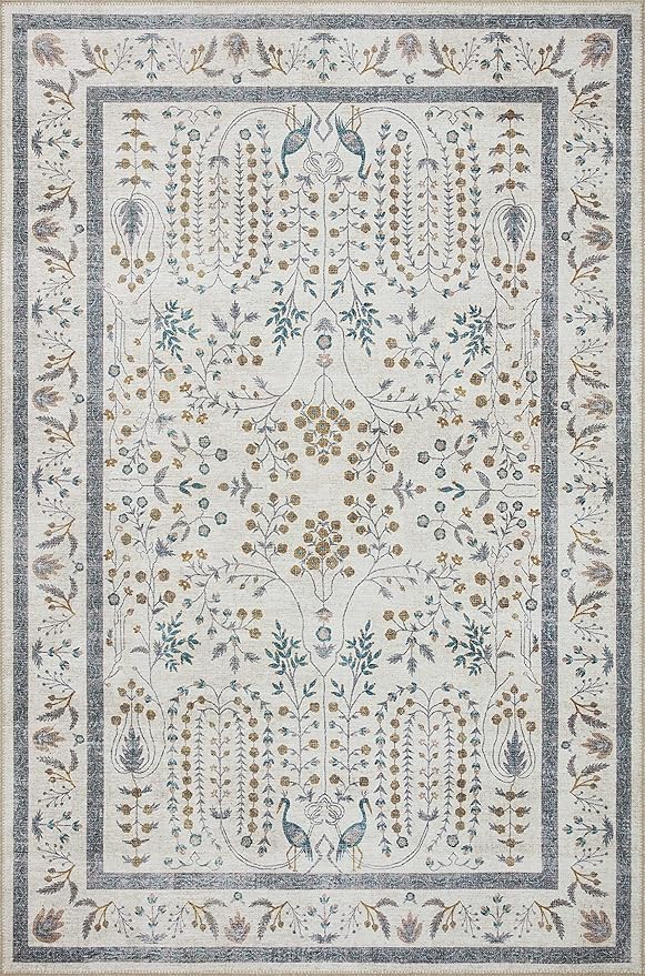 Loloi Rifle Paper Co. Maison Collection MAO-05 Wisteria Cream 2'-6" x 12'-0", .19" Pile Height, Runner Rug