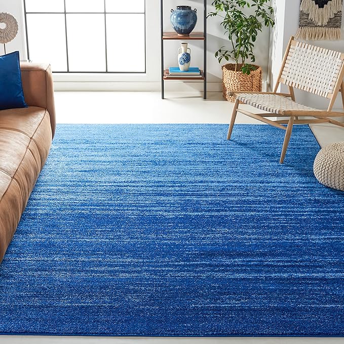 SAFAVIEH Adirondack Collection Area Rug - 6' Square, Dark Grey & Grey, Modern Diamond Distressed Design, Non-Shedding & Easy Care, Ideal for High Traffic Areas in Living Room, Bedroom (ADR131F)