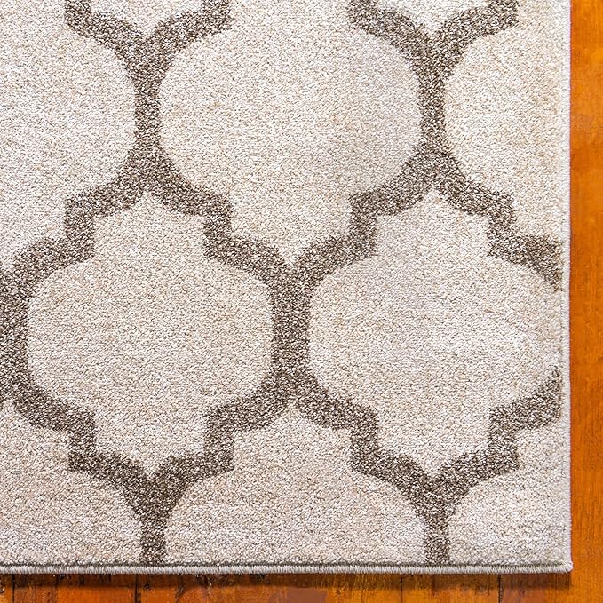 Rugs.com Lattice Collection Rug – 7' x 10' Beige Medium Rug Perfect for Bedrooms, Dining Rooms, Living Rooms