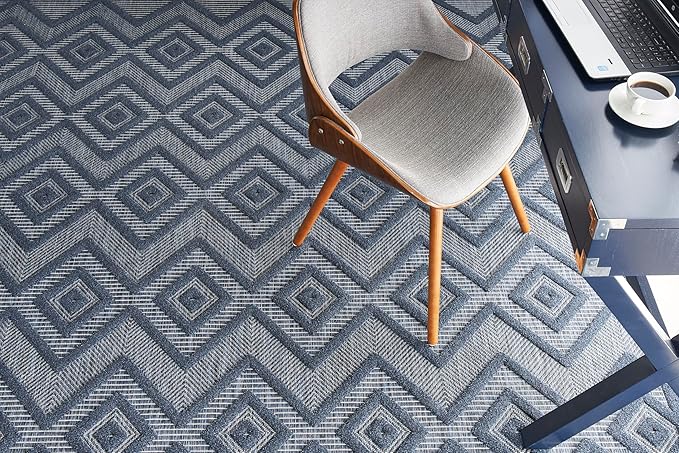 Nourison Home Versatile Navy Blue 6' x 9' Area Rug - Easy Clean, Non Shedding, Bed Room, Living Room, Dining Room, Kitchen (6' x 9')