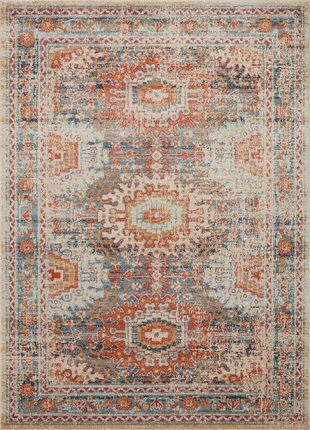 Loloi Jocelyn Collection JOC-03 Mist/Multi 5'-5" x 7'-6" .38" Thick Area Rug