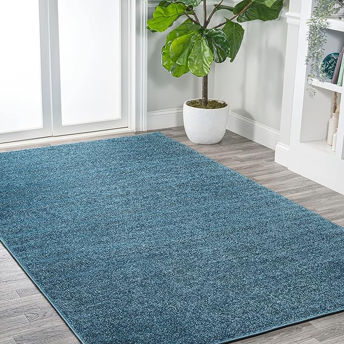 JONATHAN Y Haze Solid Low-Pile Turquoise Indoor Area Rug 10x14, Coastal,Bohemian,Minimalist,Classic, Easy-Cleaning for Living Room,Bedroom,Kitchen,Pet Friendly,Non-Shedding (SEU100H-14)