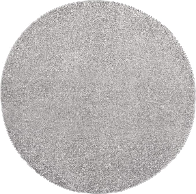 Nourison Home Nourison Essentials Silver Grey 10' x Round Area Rug - Easy Clean, Non Shedding, Bed Room, Living Room, Dining Room, Kitchen (10' x Round)