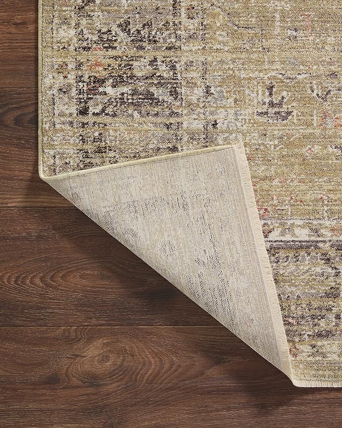 Loloi Magnolia Home by Joanna Gaines Millie Collection MIE-03 Gold/Charcoal 2'-7" x 8'-0", .25" Pile Height, Runner Rug