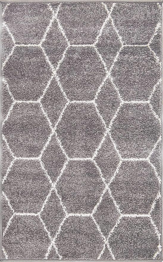 Unique Loom Trellis Frieze Collection Area Rug - Geometric (2' x 3' 1", Dark Gray/ Ivory)