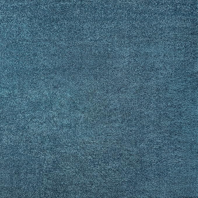 Eyely UES100H-9SQ Supersoft Haze Solid Low-Pile Indoor Area Rug, Coastal, Bohemian, Minimalist, Classic, Casual for Bedroom,Kitchen,Living Room,Non Shedding,Easy-Washing, Blue, 9' Square