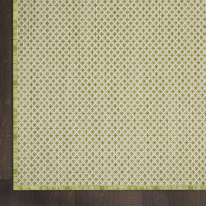Nourison Home Courtyard Ivory Green 7' x 10' Area Rug - Easy Clean, Non Shedding, Bed Room, Living Room, Dining Room, Kitchen (7' x 10')