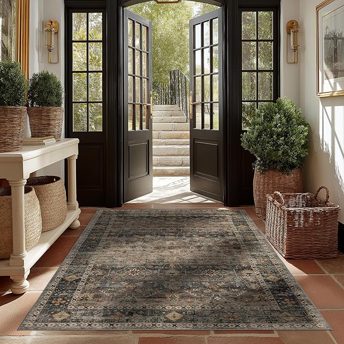 Area Rug Non Slip Machine Washable Ultra Soft Living Room/Bedroom/Kitchen/Outdoor/Classroom Camel, 4'×6'