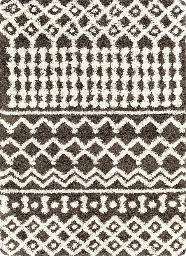 Livabliss Hapsburg Moroccan Shag Area Rug,5'3" x 7'3", Dark Brown