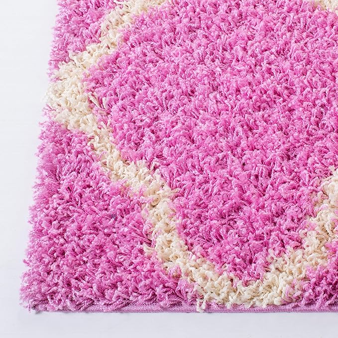 SAFAVIEH Dallas Shag Collection Accent Rug - 4' x 6', Pink & Ivory, Trellis Design, Non-Shedding & Easy Care, 1.5-inch Thick Ideal for High Traffic Areas in Entryway, Living Room, Bedroom (SGD257I)