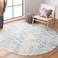SAFAVIEH Tulum Collection Area Rug - 6'7" Round, Ivory & Turquoise, Moroccan Boho Tribal Design, Non-Shedding & Easy to Clean, Ideal for Living Room, Bedroom, Dining Space (TUL272E)