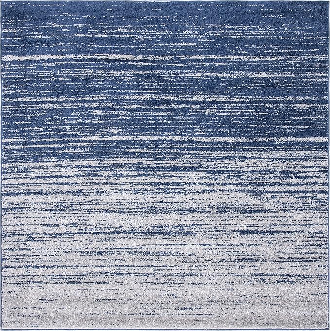 SAFAVIEH Adirondack Collection Area Rug - 10' Square, Navy & Grey, Modern Ombre Design, Non Shedding & Easy to Clean, Ideal for Living Room, Bedroom, Office, Dining Space (ADR113E)