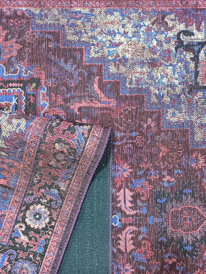 Fame Rugs Turkish Rug. Washable Vintage Oriental Antique Inspired Traditional Doormat Small Modern Area Rugs Luxury Entryway Entry Bedroom Bathroom Kitchen (398RR, 2'5 x 6'9)