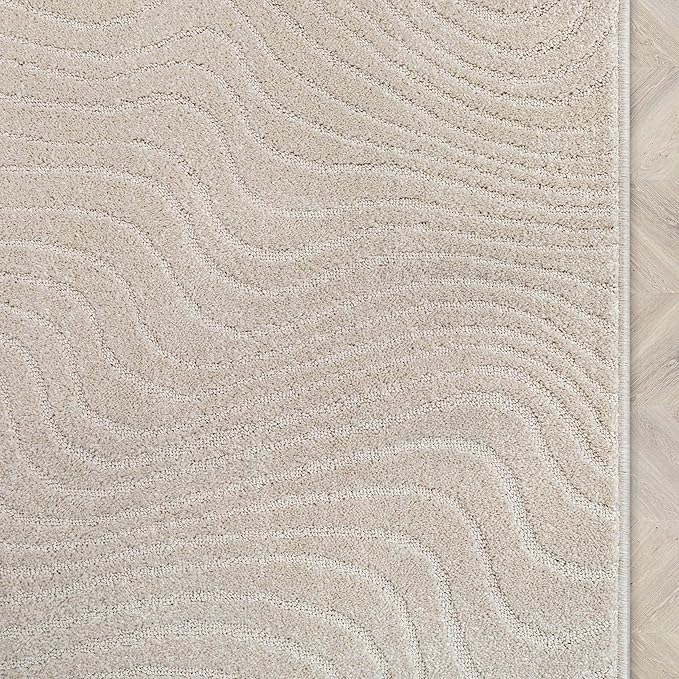 Well Woven Custom Size Hallway Stair Runner - Choose Your Length - 27 Inches Wide x 14 Feet Long Runner (27" x 14' Runner) Rug - Ivory Sibi Soft Touch, Modern Abstract - Hi-Lo Pile