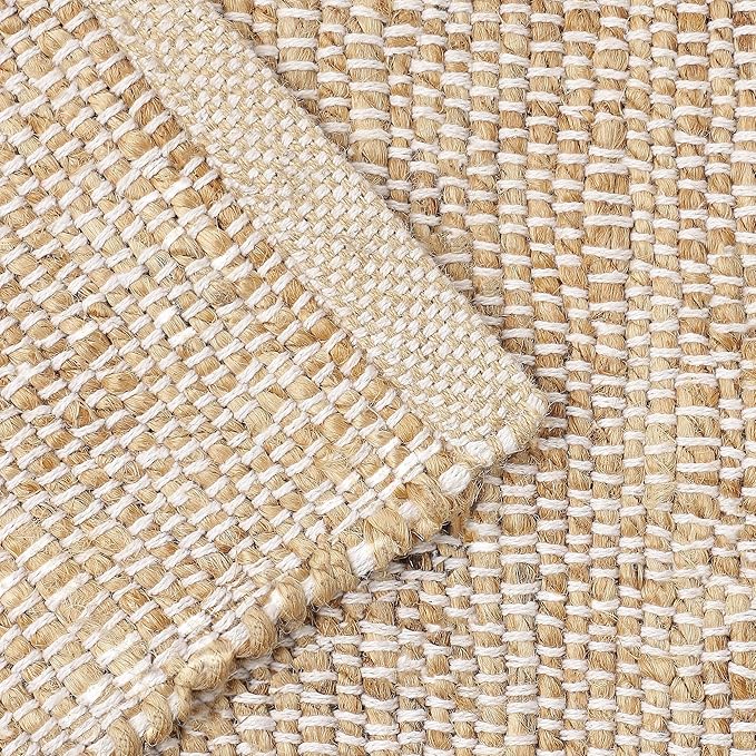 REDEARTH · Jute Cotton Area Rug - 8'x10' Rectangular Rug, Sustainable Handwoven, Non-Shedding, Soft & Durable – Reversible, Neutral Tones for Home Décor in Living Room, Dining Room, Bedroom