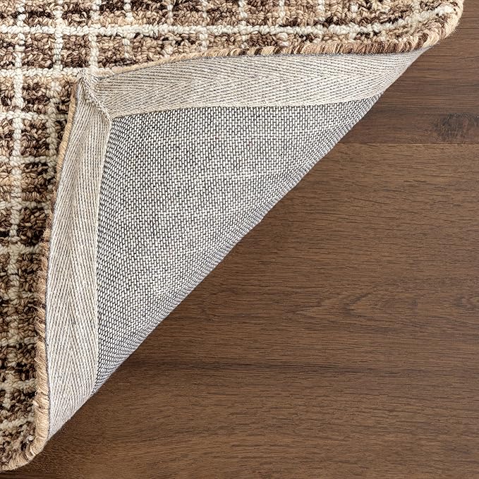 Rugs USA Melrose Brown/Ivory, 2'6" x 14', Handmade, Wool & Cotton, Soft and Cozy, High Traffic, Stain Resistant, Easy Clean, Durable Runner for Bedroom, Living Room, Dining Space, Den, Entryway