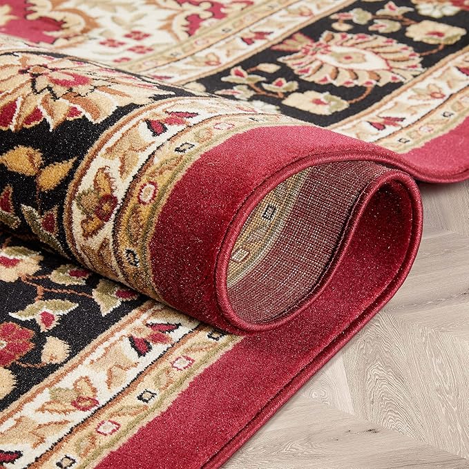 Well Woven Barclay Collection Medallion Kashan Red 8 ft Round Rug - for Living Room, Bedroom, and Dining Room
