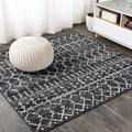 JONATHAN Y Boho Vintage Diamond Black/Ivory Square Area Rug 8X8 ft, Moroccan Hype for Living Room, Bedroom, Kitchen, Office, Easy-Cleaning, High Traffic, Pet-Friendly, Non-Shedding (MOH101D-8SQ)