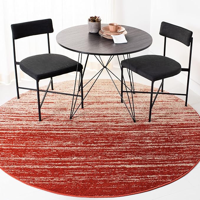 SAFAVIEH Adirondack Collection Area Rug - 6'7" Round, Orange & Grey, Modern Ombre Design, Non Shedding & Easy to Clean, Ideal for Living Room, Bedroom, Office, Dining Space (ADR113P)