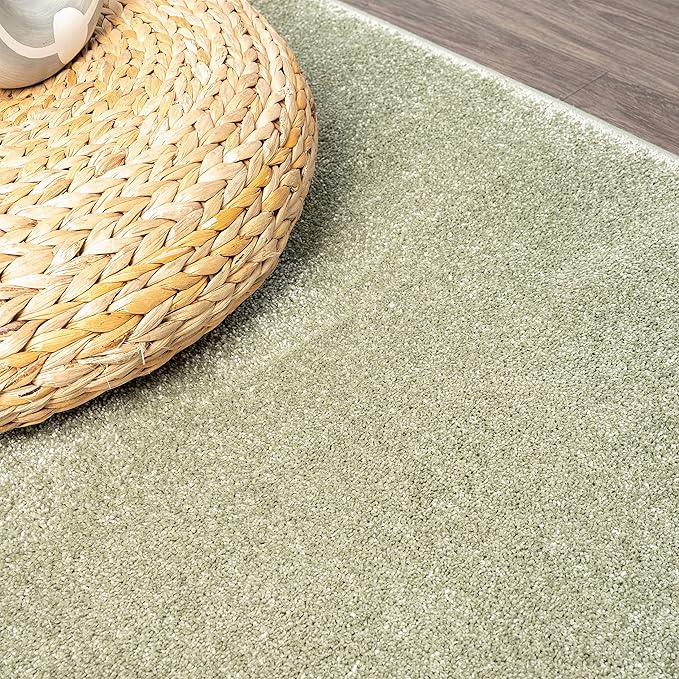 JONATHAN Y Haze Solid Low-Pile Green Indoor Area Rug 8x10, Coastal,Bohemian,Minimalist,Classic, Easy-Cleaning for Living Room,Bedroom,Kitchen,Pet Friendly,Non-Shedding (SEU100O-8)
