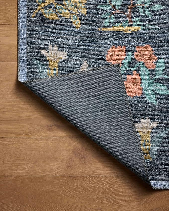 Loloi Rifle Paper Co. Rosa Collection RSA-03 Navy 3'-9" x 5'-6" Accent Rug
