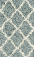 SAFAVIEH Dallas Shag Collection Accent Rug - 2'3" x 4', Seafoam & Ivory, Trellis Design, Non-Shedding & Easy Care, 1.5-inch Thick Ideal for High Traffic Areas in Foyer, Living Room, Bedroom (SGD257C)