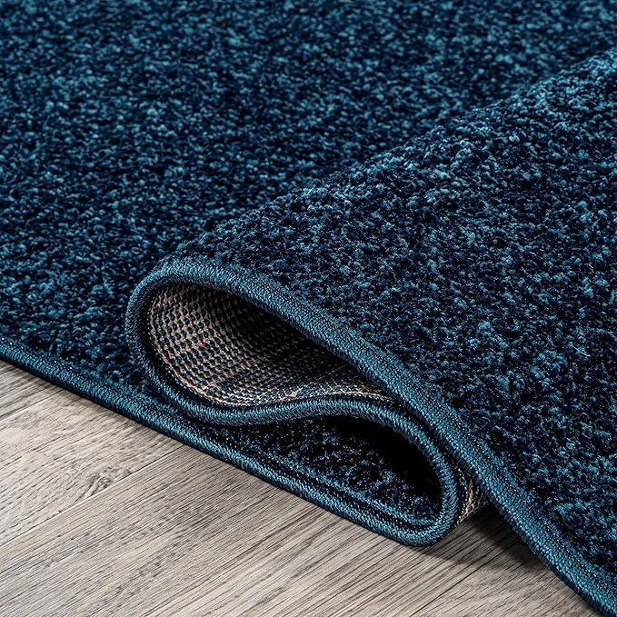 Eyely UES100C-6R Supersoft Haze Solid Low-Pile Indoor Area Rug, Coastal, Bohemian, Minimalist, Classic, Casual for Bedroom,Kitchen,Living Room,Non Shedding,Easy-Washing, Blue, 6' Round