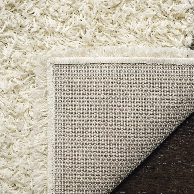SAFAVIEH Dallas Shag Collection Area Rug - 6' x 9', Ivory & Dark Grey, Trellis Design, Non-Shedding & Easy Care, 1.5-inch Thick Ideal for High Traffic Areas in Living Room, Bedroom (SGD257H)