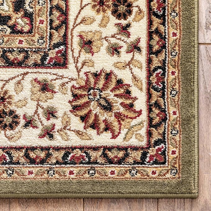 Well Woven Barclay Collection Medallion Kashan Green 6x9 Area Rug - for Living Room, Bedroom, and Dining Room