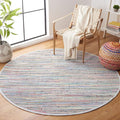 SAFAVIEH Rag Rug Collection 6' Round Grey/Multi RAR121M Handmade Boho Stripe Cotton Area Rug