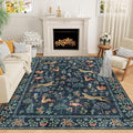 DUKINO 6x9 Rug, Washable Animal Living Room Rug with Non Slip Vintage Design, Soft Low Pile Large Carpet for Bedroom, Nursery, Dining Room, Farmhouse, Playroom, Navy Blue
