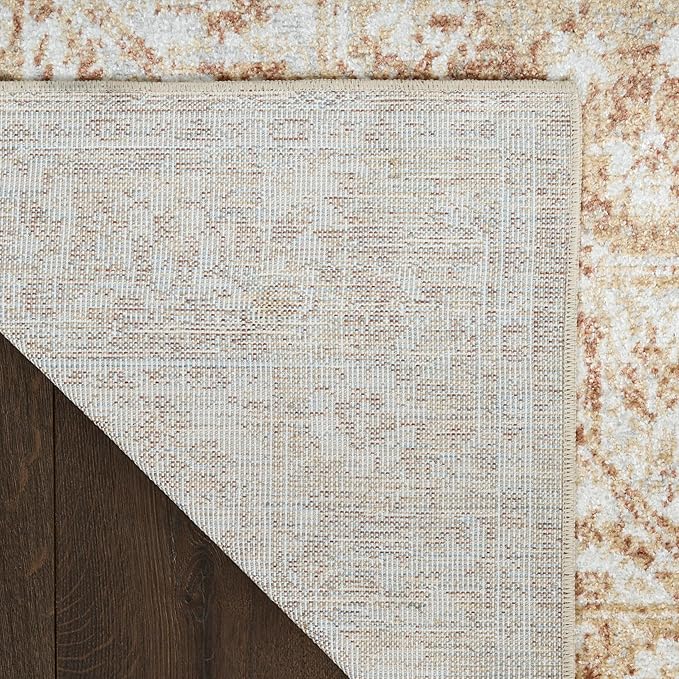 Nourison Home Astra Machine Washable Rust 6'7" x 9' Area Rug - Easy Clean, Non Shedding, Bed Room, Living Room, Dining Room, Kitchen (7' x 9')