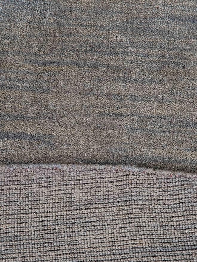 Hand Knotted Loom Wool ECO-Friendly Area Rugs - 6'x6', Round, Light Blue Color, Solid Plain Design, High Pile Handmade Anti Skid Area Rugs for Living Room, Bed Room (L00111)