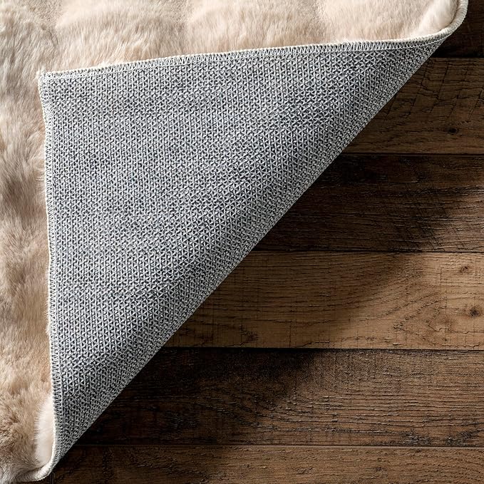 nuLOOM Jeni Beige, 2'6" x 10', Solid Faux Rabbit, Fluffy and Cozy, High Traffic, Stain Resistant, Easy Clean, Durable Washable Runner for Bedroom, Living Room, Dining, Den, Foyer, Entryway