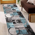 Rugshop Contemporary Abstract Circle Design Soft Runner Rug 2' x 7'2" Gray