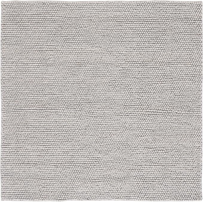 SAFAVIEH Natura Collection Area Rug - 8' Square, Silver, Handmade Wool Blend, Textured Design, Ideal for Living Room, Bedroom, Dining Space (NAT620C)