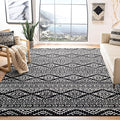SAFAVIEH Tulum Collection Area Rug - 6'7" Square, Black & Ivory, Moroccan Boho Tribal Design, Non-Shedding & Easy to Clean, Ideal for Living Room, Bedroom, Dining Space (TUL272Z)