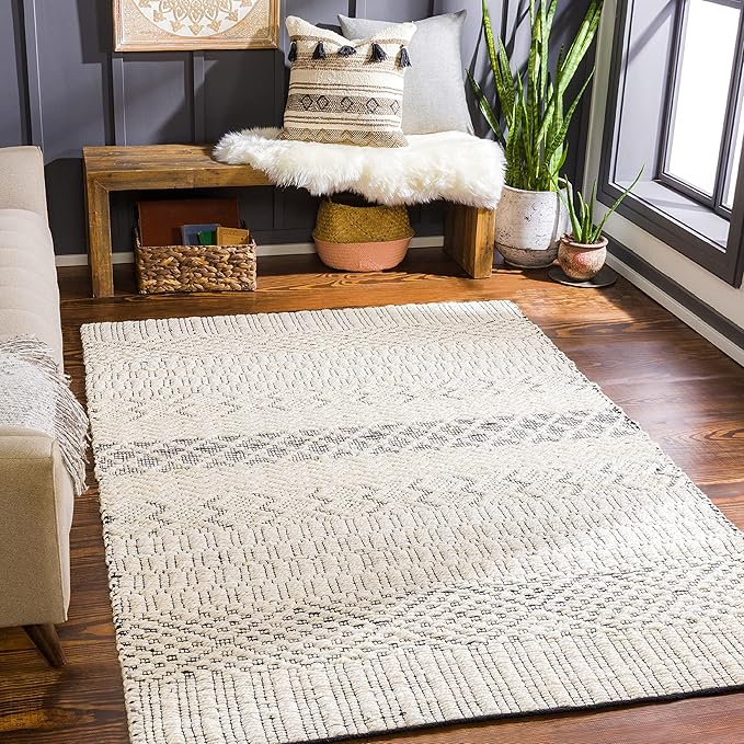 Mark&Day Area Rugs, 6x9 Greensburg Global Cream Area Rug, Cream Grey Carpet for Living Room, Bedroom or Kitchen (6' x 9')