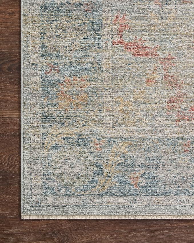 Loloi Magnolia Home by Joanna Gaines Millie Collection MIE-04 Slate/Multi 9'-6" x 13'-1", .25" Pile Height, Area Rug