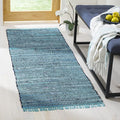 SAFAVIEH Rag Rug Collection Runner Rug - 2'3" x 10', Blue & Multi, Handmade Boho Stripe Cotton, Ideal for High Traffic Areas in Living Room, Bedroom (RAR121B)