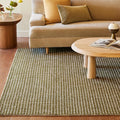 Rugs USA 3x5 Melrose Checked Wool Indoor Area Rug, Contemporary Farmhouse Moss/Ivory for Living Room, Bedroom, Office, Entryway, Hallway