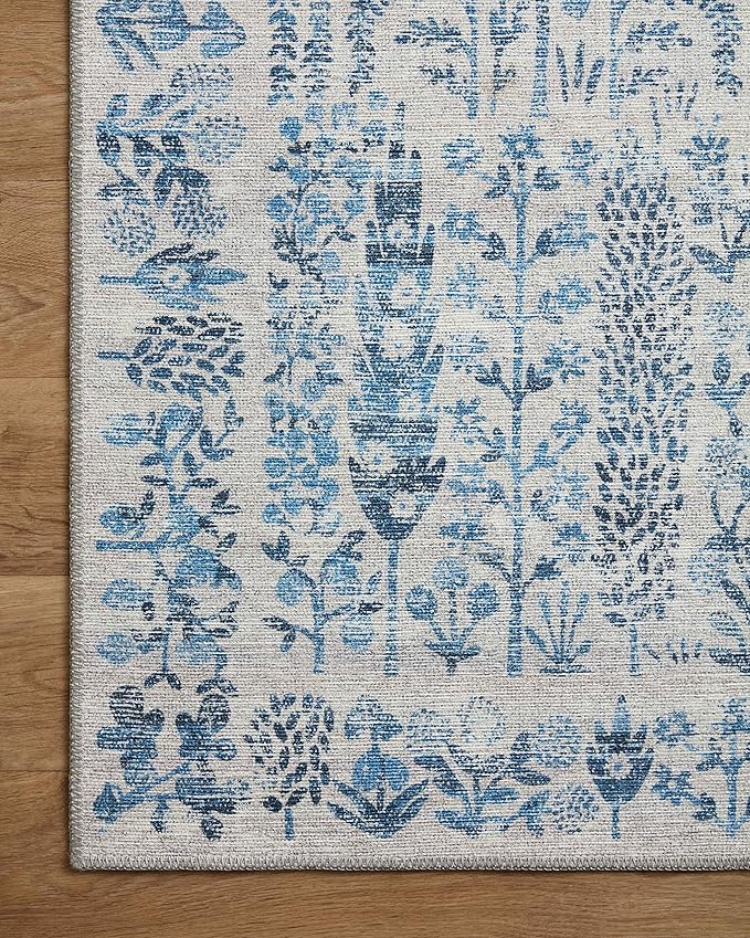 Loloi Rifle Paper Co. Maison Collection MAO-07 Blue 2'-0" x 5'-0", .19" Pile Height, Accent Rug