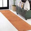 Eyely UES100M-212 Supersoft Haze Solid Low-Pile Indoor Runner Rug, Coastal, Bohemian, Minimalist, Classic, Casual for Bedroom,Kitchen,Living Room,Non Shedding,Easy-Washing, Orange, 2 X 12