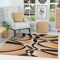 GLORY RUGS Modern Area Rug 5x7 Beige Swirls Carpet Bedroom Living Room Contemporary Dining Accent Sevilla Collection 4816A (Brown)